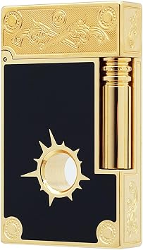 Classic Black Lacquer Brass Lighter with Crisp Ping Sound