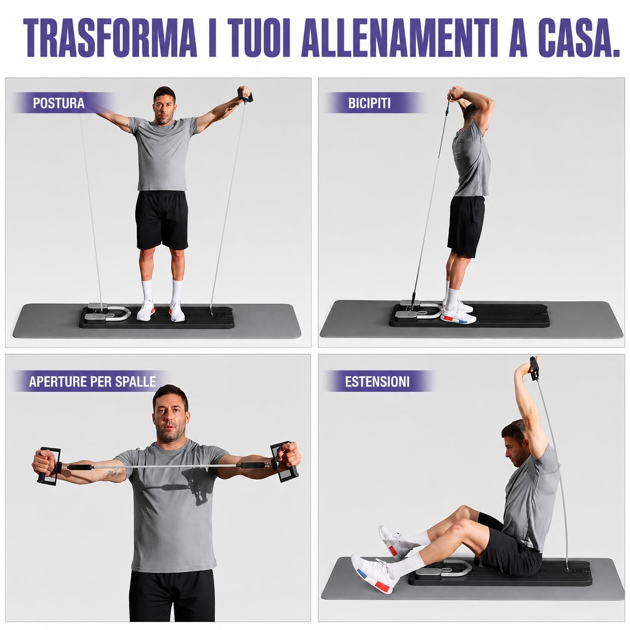 Pilates Board pieghevole 5 in 1 con contatore LED rullo di rimbalzo automatico tavola per esercizio multiuso esercizi a casa Stabile addominali attrezzature allenamento Multifunzione homegym