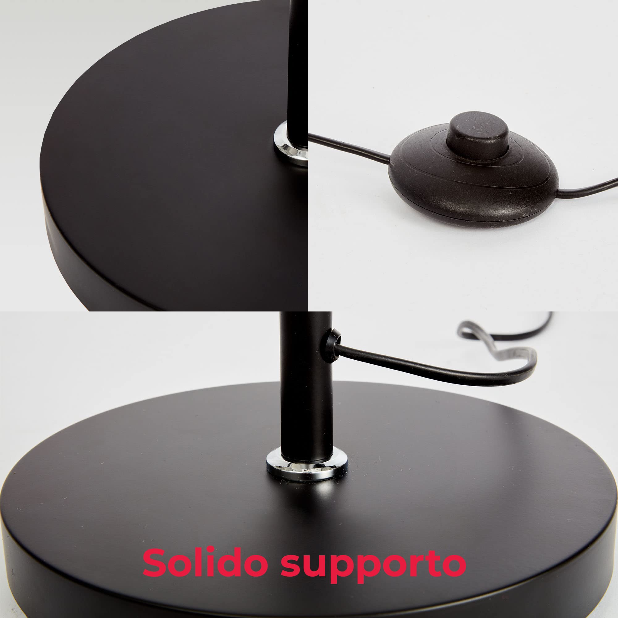 B.K.Licht Lampada da terra salotto retro, Lampade da terra a Stelo, altezza 166cm, Piantana Lampada da terra, interruttore a pedale, Lampada Camera da letto, adatta per lampadine E27, bianco e nero