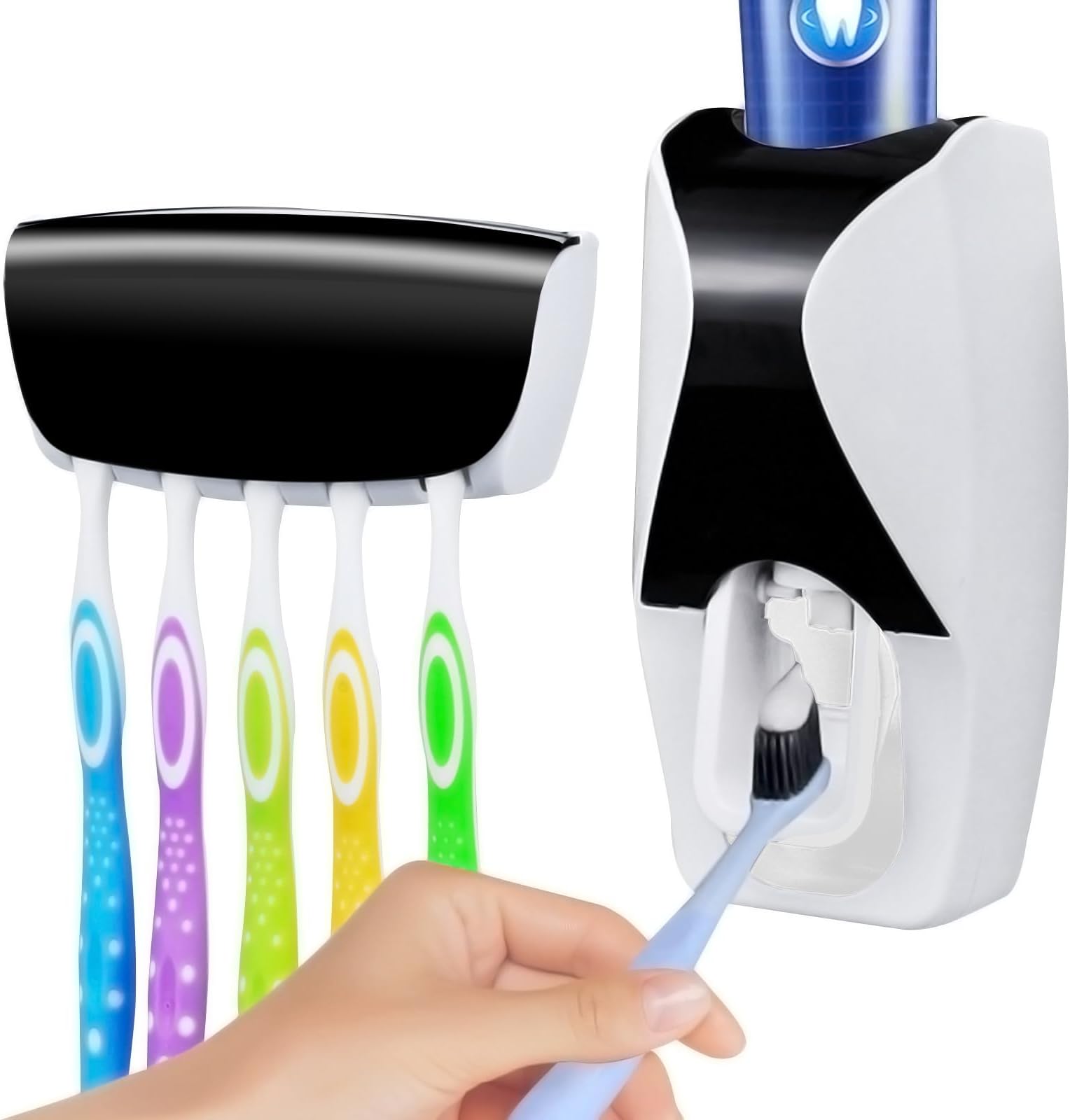 WAYCOM Dust-Proof Toothpaste Dispenser Toothpaste Squeezer Kit (Black)