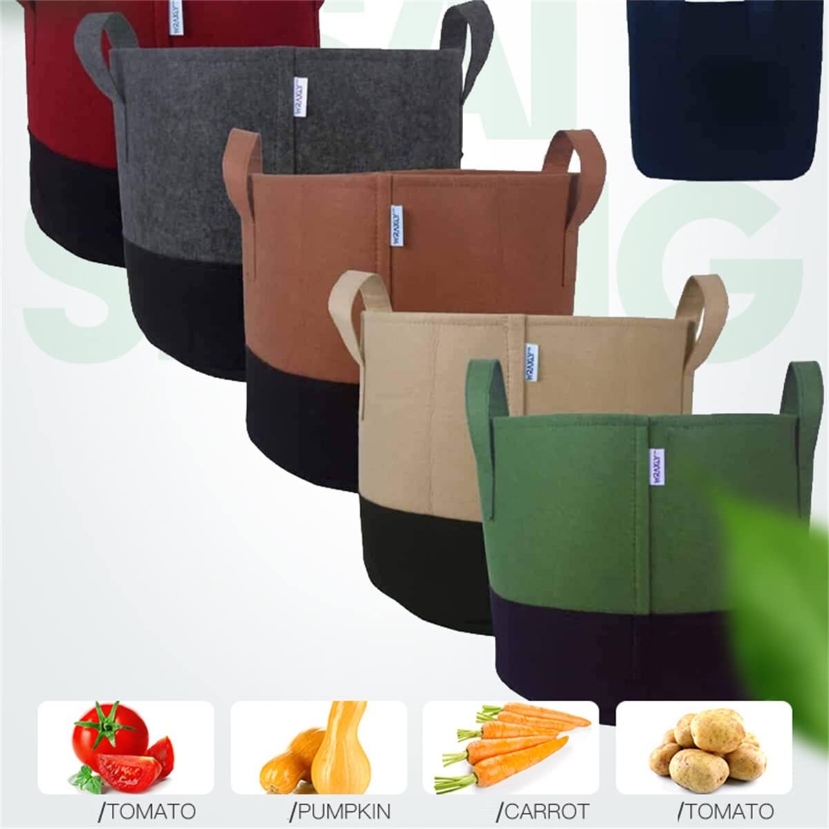 Bolsas de Cultivo de Patatas, Paquete de 3 Bolsas de macetas de Cultivo de Plantas de jardín Reutilizables y Resistentes for Tomate, Flores y Verduras ( Color : Green-Black , Tamaño : 15 Gallon )