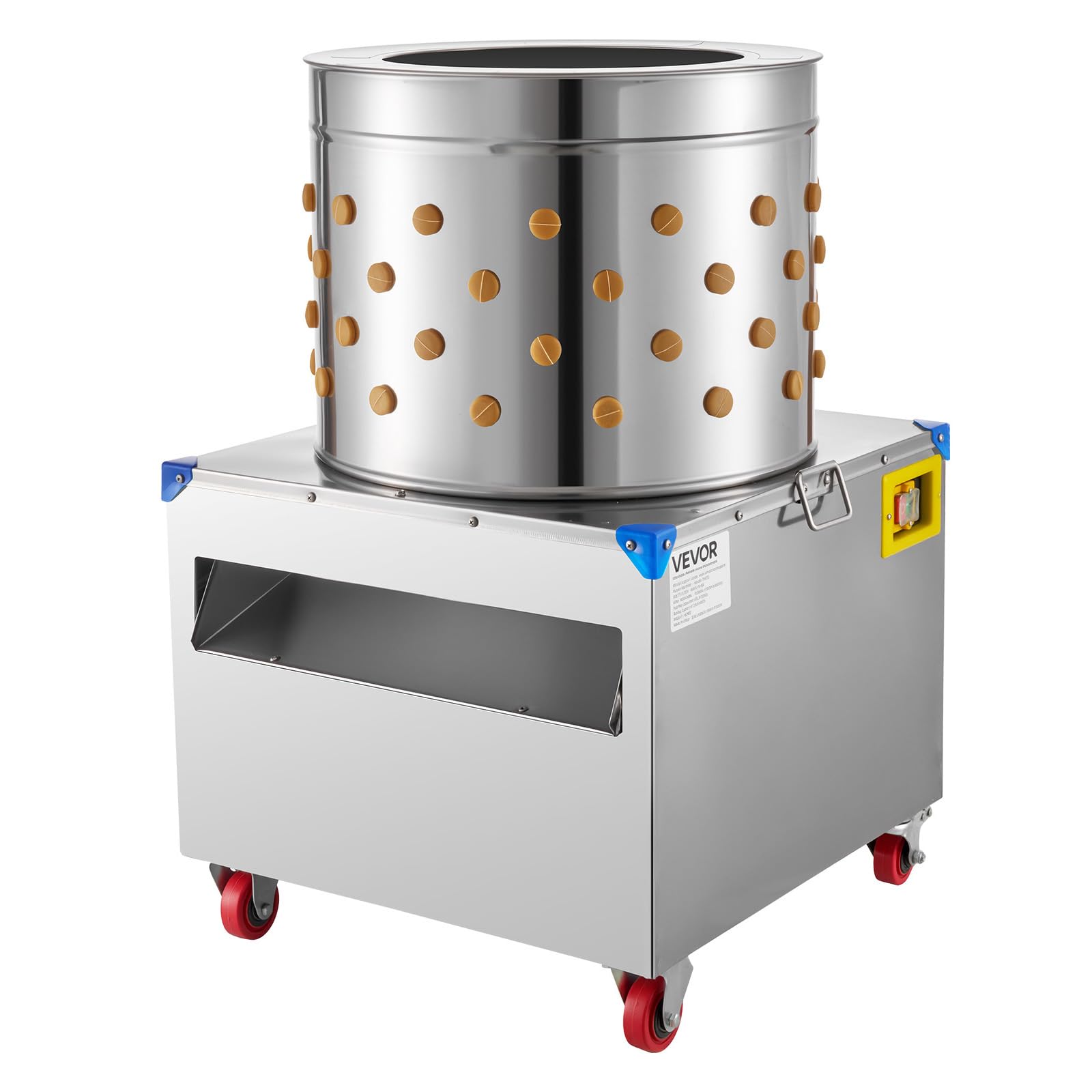 Photo 1 of VEVOR Chicken Plucker Machine, 19.7 in Drum, 2HP & 275RPM Electric Chicken Plucking Machine with 106 Soft Fingers & Transport Wheels, Stainless Steel Feather Remover for Processing 2-4 Chicks Once