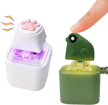 Duckys Quacking Fidget Toy, Rechargeable Keyboard Fidget Toy with Colorful Lights & Sound, Portable Anxiety Relief Fidget Keychain for Bags Purses Backpacks F-Frog+Cat