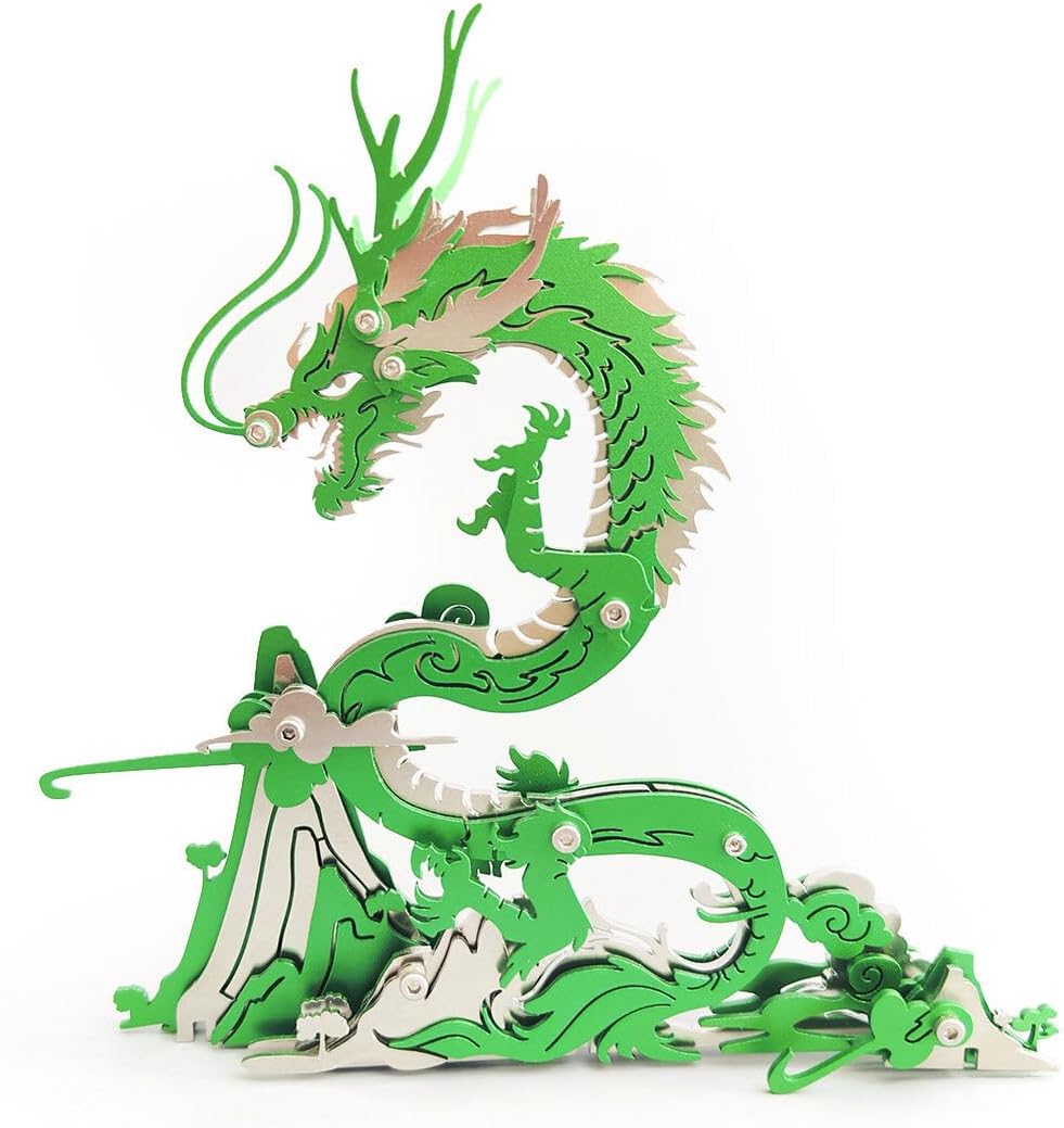3D Metal Puzzle Mythical Beasts Model Kit, 90PCS 3D Assembly Mechanical Eastern Mythological Dragon Building Kit, Unique Desk Creative Art Decorations Gift for Adults