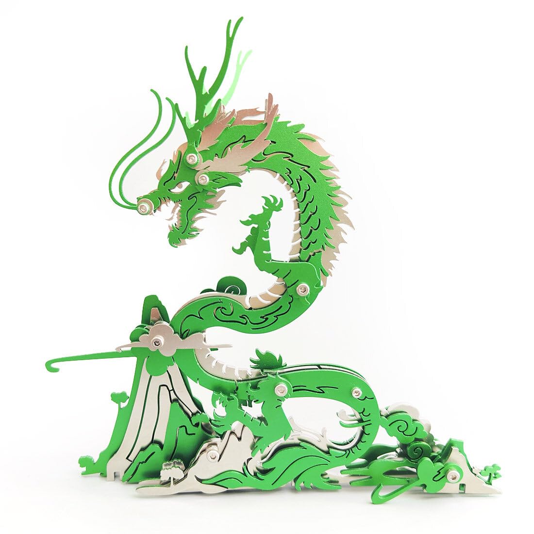 3D Metal Puzzle Mythical Beasts Model Kit, 90PCS 3D Assembly Mechanical Eastern Mythological Dragon Building Kit, Unique Desk Creative Art Decorations Gift for Adults