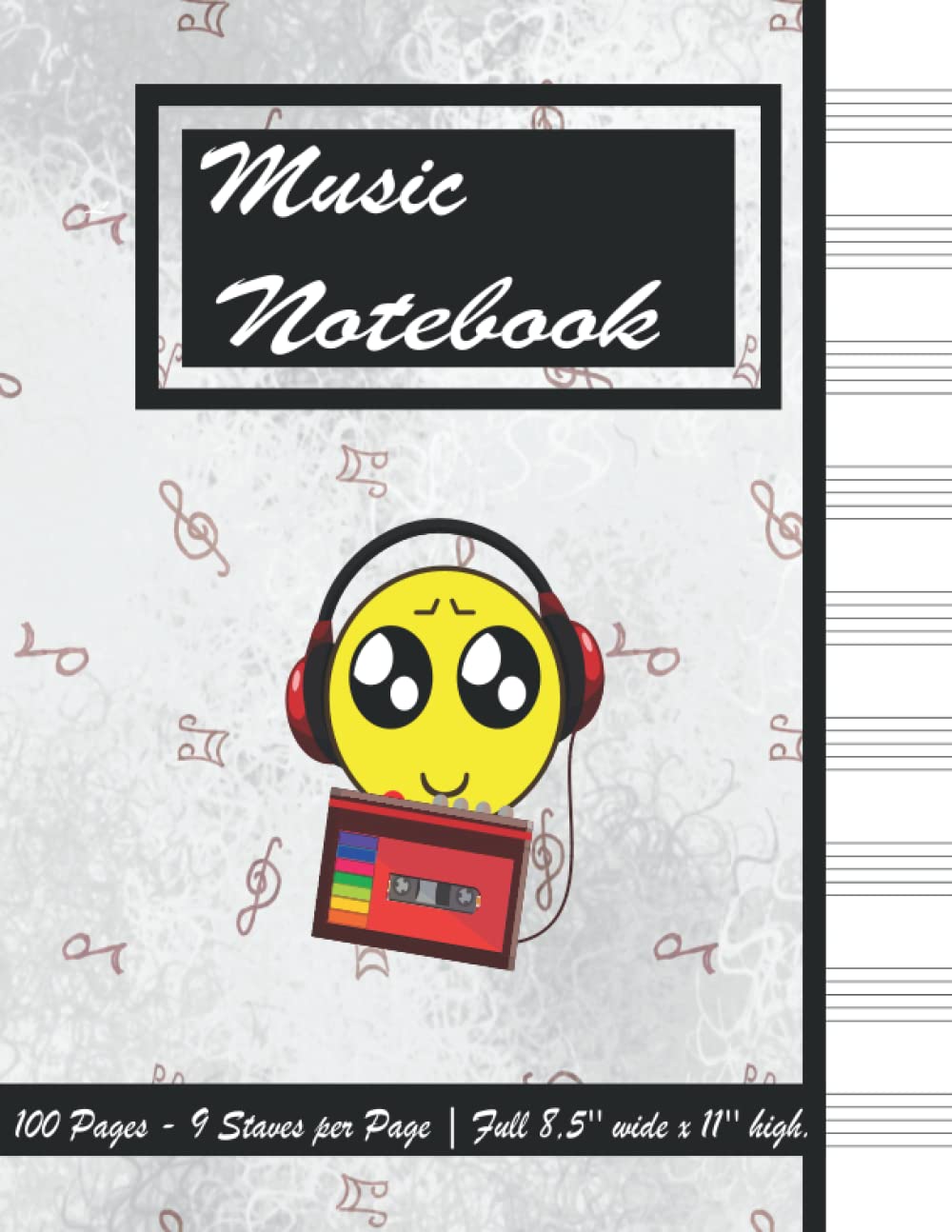 Partition vierge enfant et cahier de musique 9 portées avec papier manuscrit large staff 100p