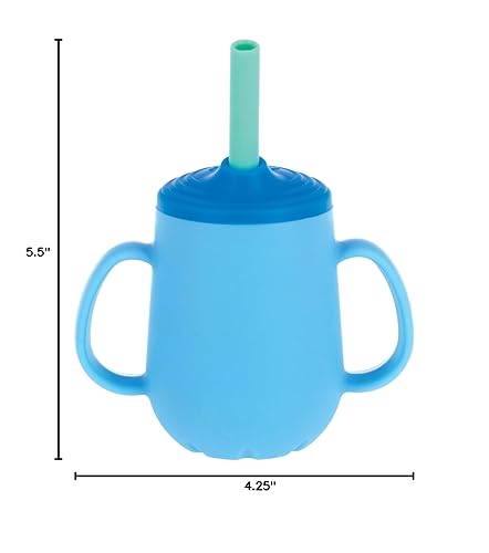 Miniatura 7 de Nuby Juego de vasos de entrenamiento de 3 etapas, vaso de silicona con boquilla y popote combinado, 4 onzas, más de 6 meses, niños
