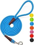 MayPaw 4FT/6FT/8FT/10FT Poignée de chien, Couleurs solides classiques, Corde de nylon solide Poignées de chien renforcé avec connexion sur mesure en cuir Fermoir en argent lourd (8ft*1/2", noir)