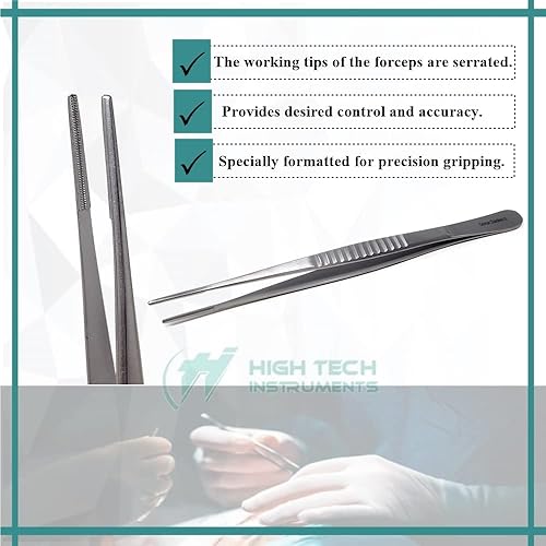 Vista 17 de Debakey - Pinzas de laboratorio de acero inoxidable para agarre (10 pulgadas)