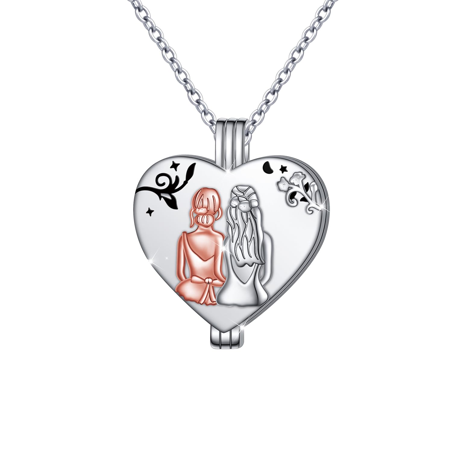 Ciondolo con foto medaglione con immagine in argento Sterling 925 amore cuore collana sorelle/girasole/madre figlia ricordo memoria ciondolo immagini medaglione catena promemoria regali per le