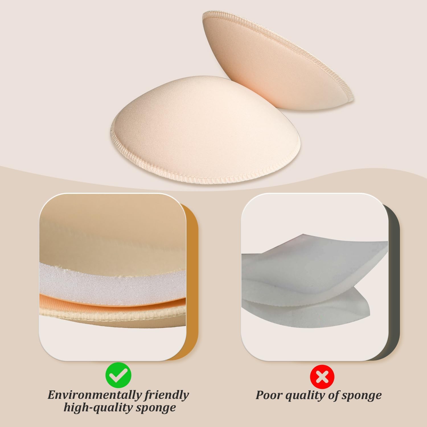 URSMART Round Bra Inserts Pads, Removable and Washable Bra Cups Inserts for Bikinis Top Swimsuit Sport Bra