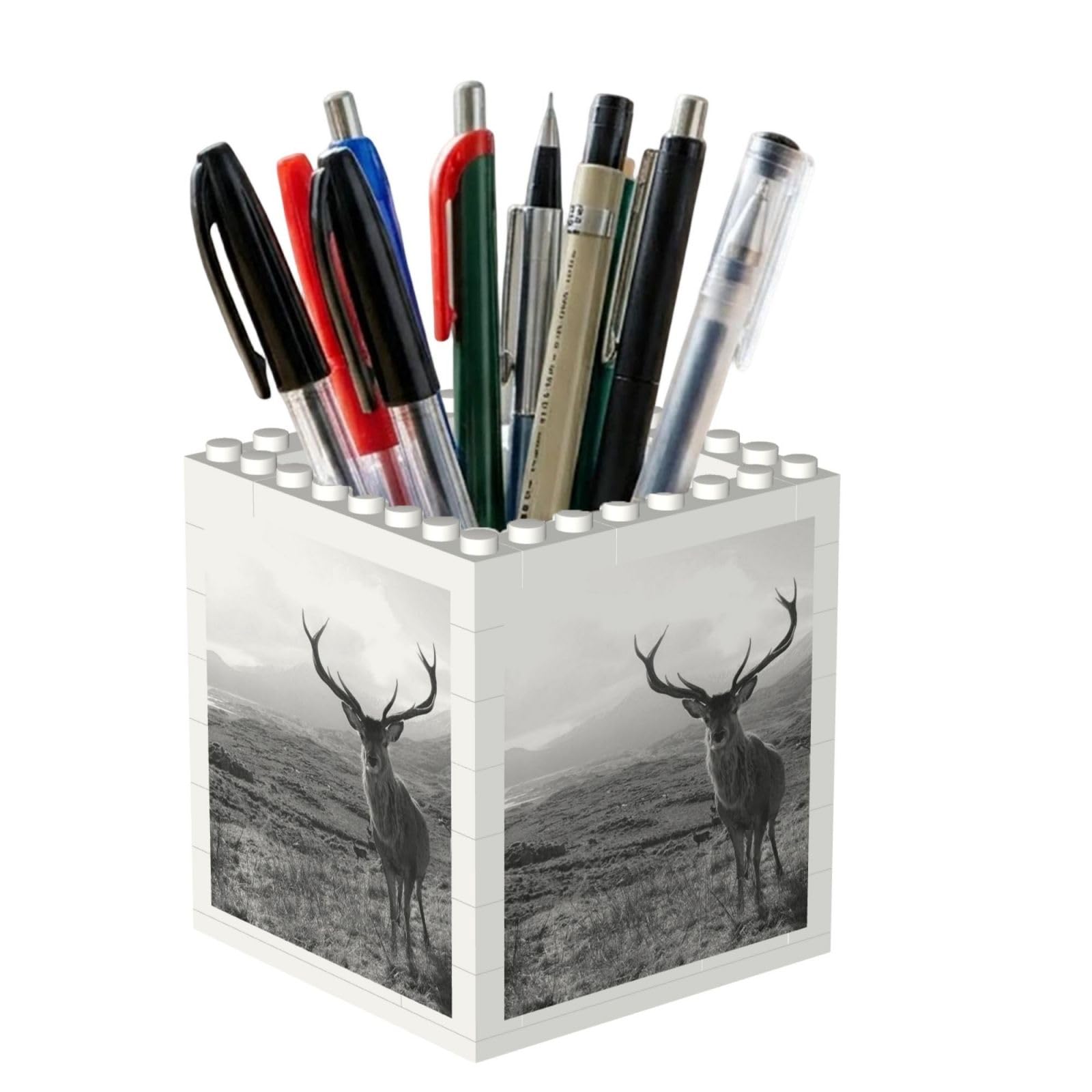 Poadnly Funny Deer, Pen Pot Pencil Holder for Office Home School, Compact Desk Organiser for Office Stationery