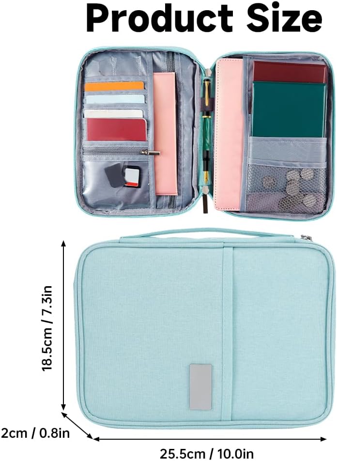 Passport Wallet Holder, Waterproof Protective Cover Travel Pouch Passport Holder for Women and Men with Several Compartments for Cards and Money (Light Blue L) image 3