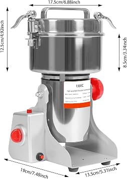 5000W Electric Grain Grinder, 1500g High Speed Multi-function Dry Food Mill with a filter, Stainless Steel Grain Grinding Machine with 180 Tilt for Grains Herbs Spices, Commercial & Home Use (1500g)
