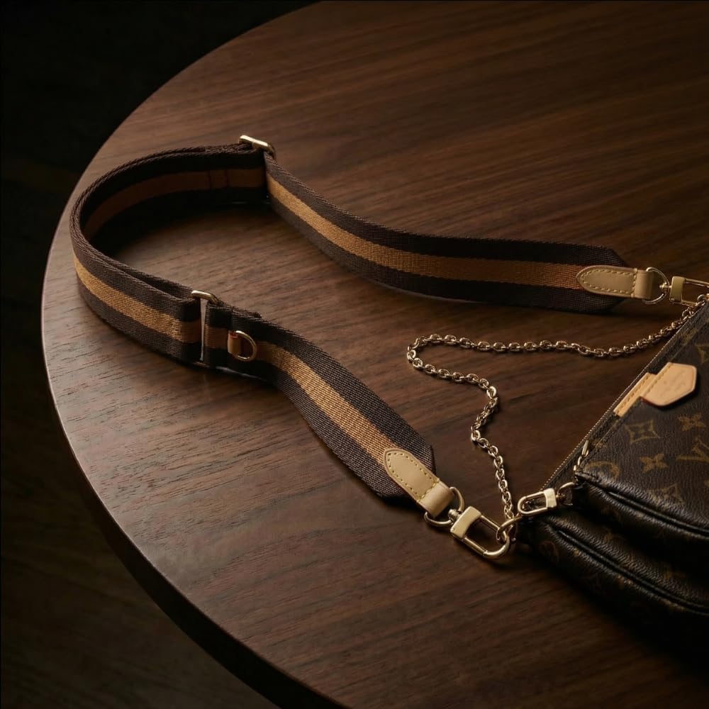 Wide Purse Strap Crossbody Replacement Strap for Handbags Adjustable Black and Brown Leather Purse Strap