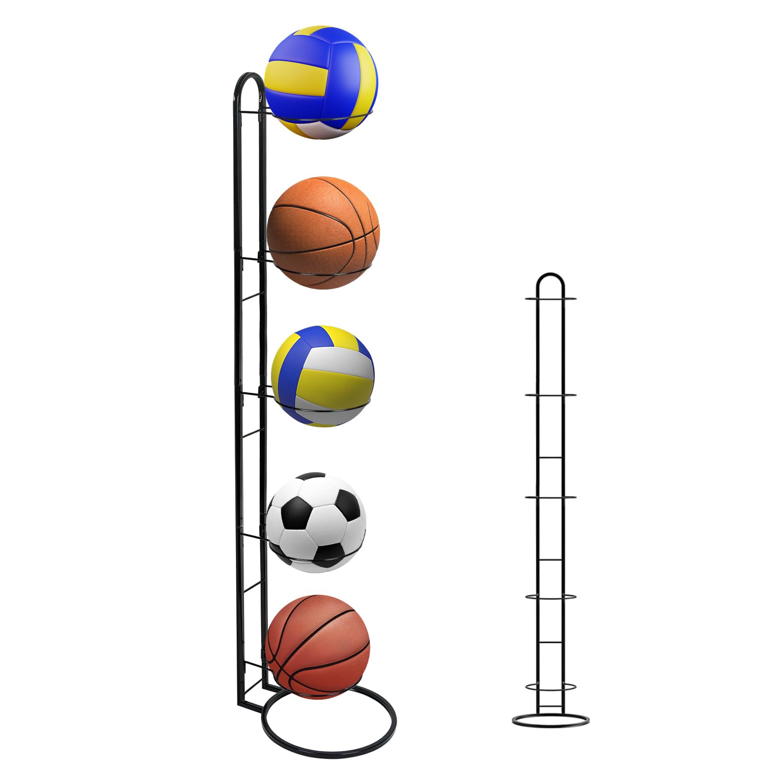 Estantería de Almacenamiento para 5 Bolas Extraíble Soporte Estable Baloncesto Balón Pie Voleibol Rugby