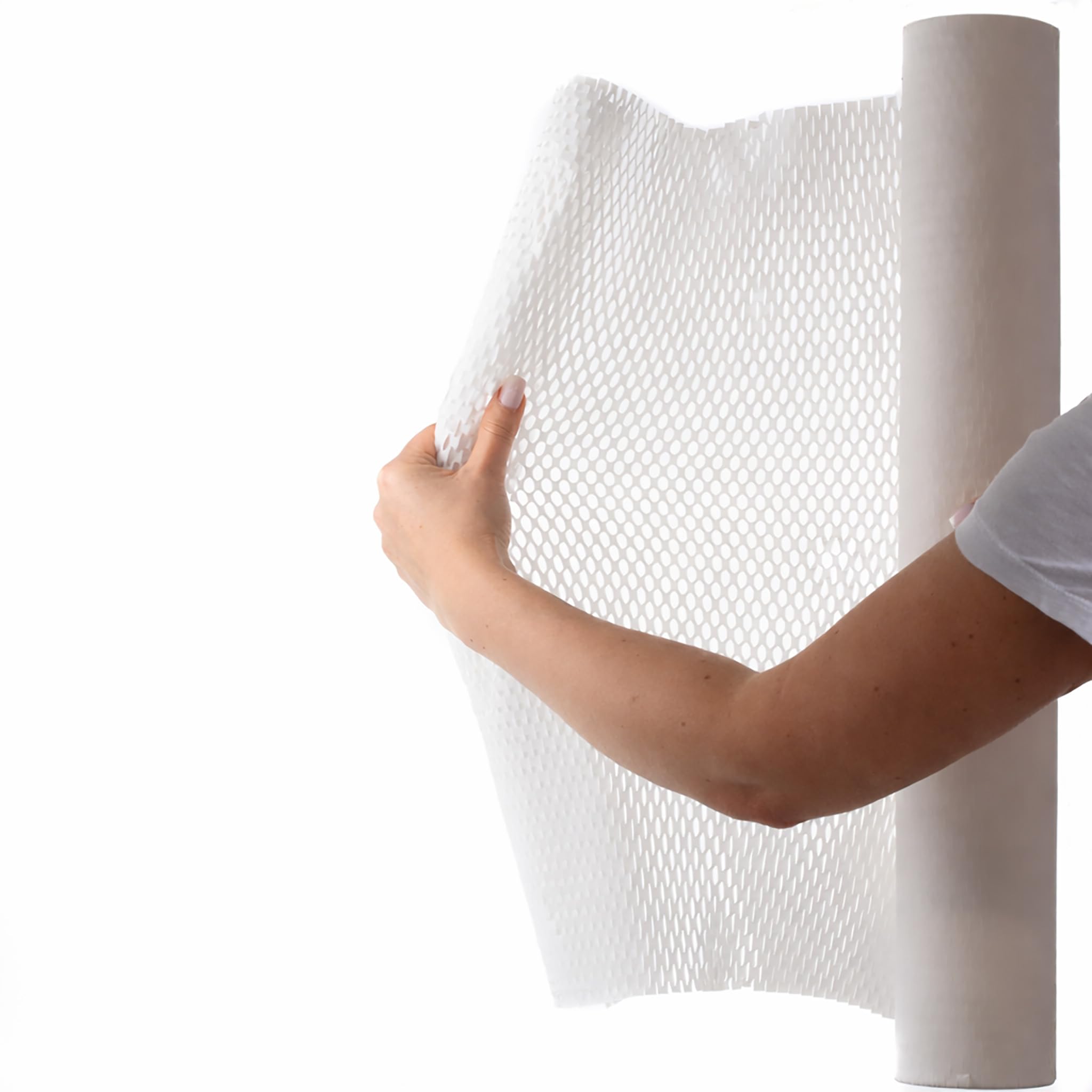 Wabenpapier 50cm x 25m Rolle - Verpackungspapier 80g/m² - als Füllmaterial und Geschenkverpackung - Schutzpapier für Versand Polsterung Blumenverpackung - Papierpolster Weiß