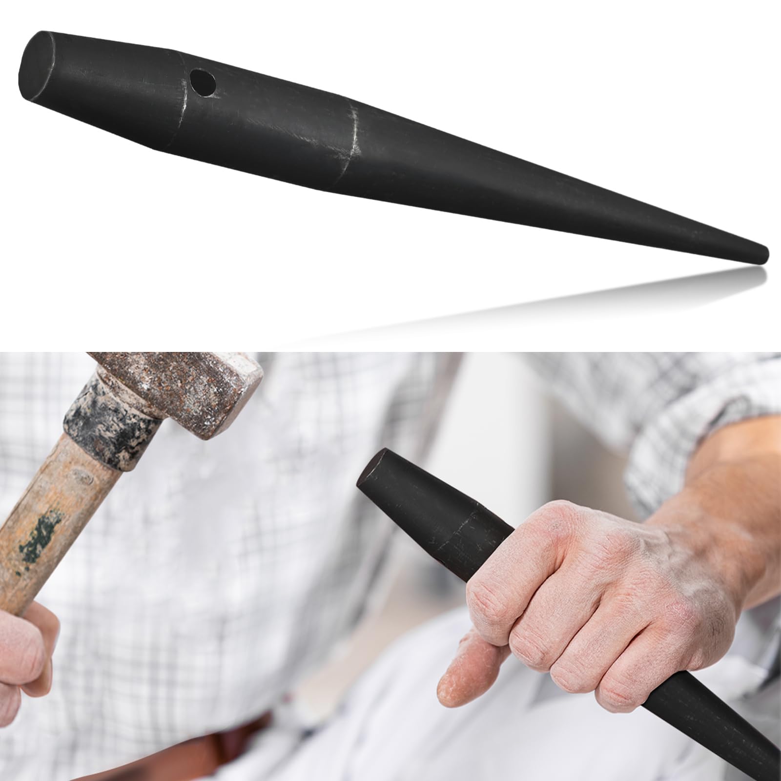 Tandefio 1 Pcs Bull Pins Iron Workers Heat Treaded Steel Ironworkers Tool with Black Finish Positioning Punching Nails (1-1/16" X 10'')