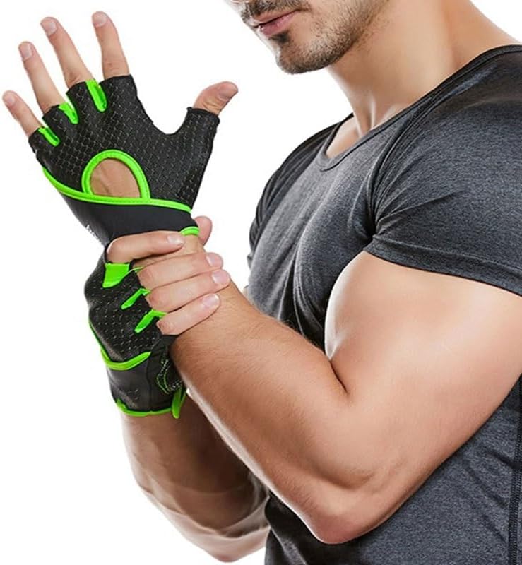 Male Female Sports Palm Guard Half Finger Nylon Gloves Dumbbell Equipment Power Training