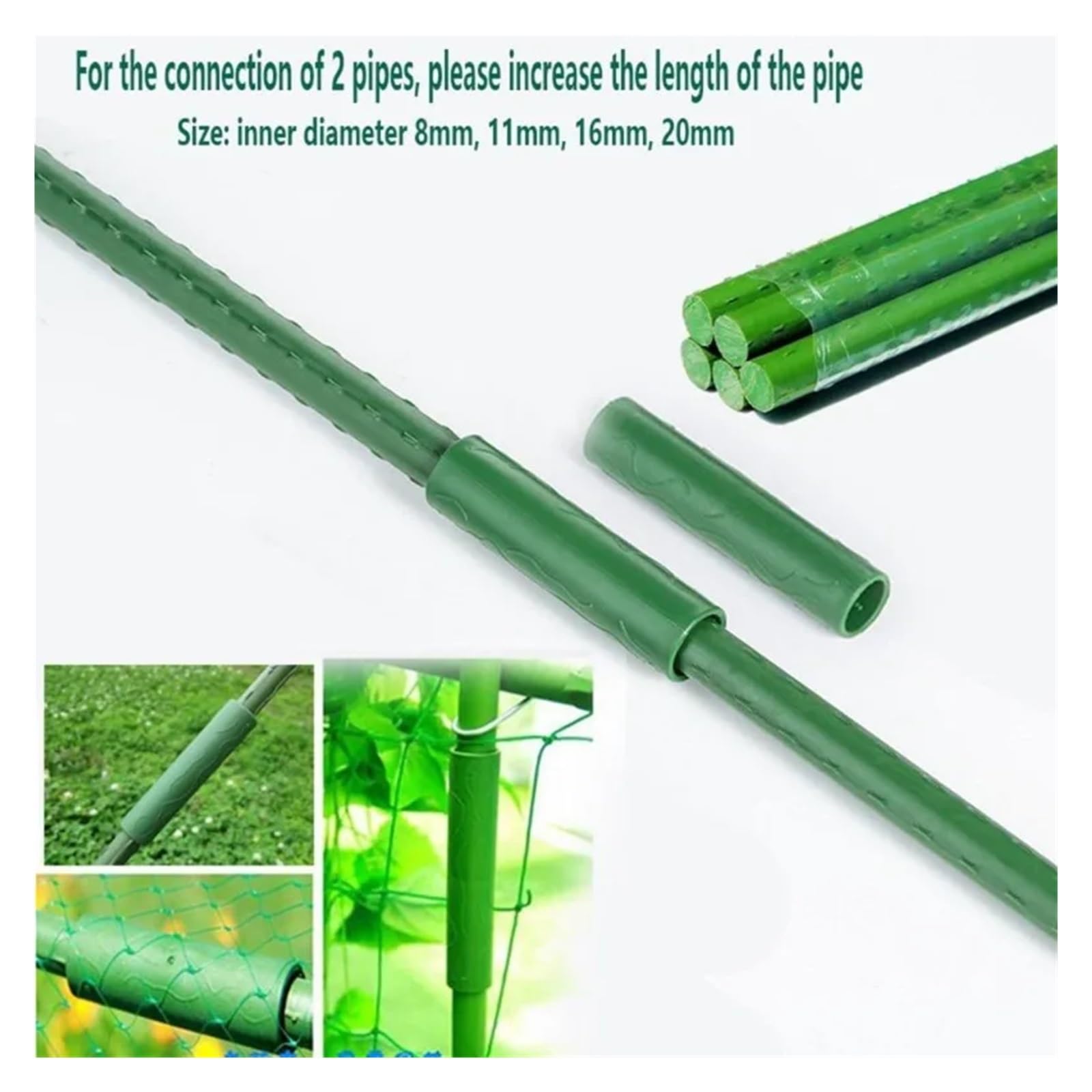 60 Stück Pflanzenstützverbindungsrohre for Kletterpflanzen, 8–20 Mm Gartenpfähle