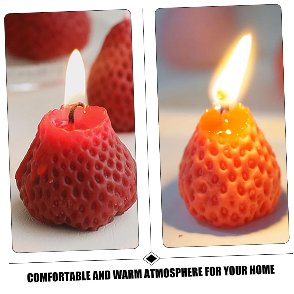 Candele Profumate a Forma di Fragola Effetto Decorativo e Luce Soffusa Set di 9 in Paraffina Rosse per Feste e Decorazioni Domestiche