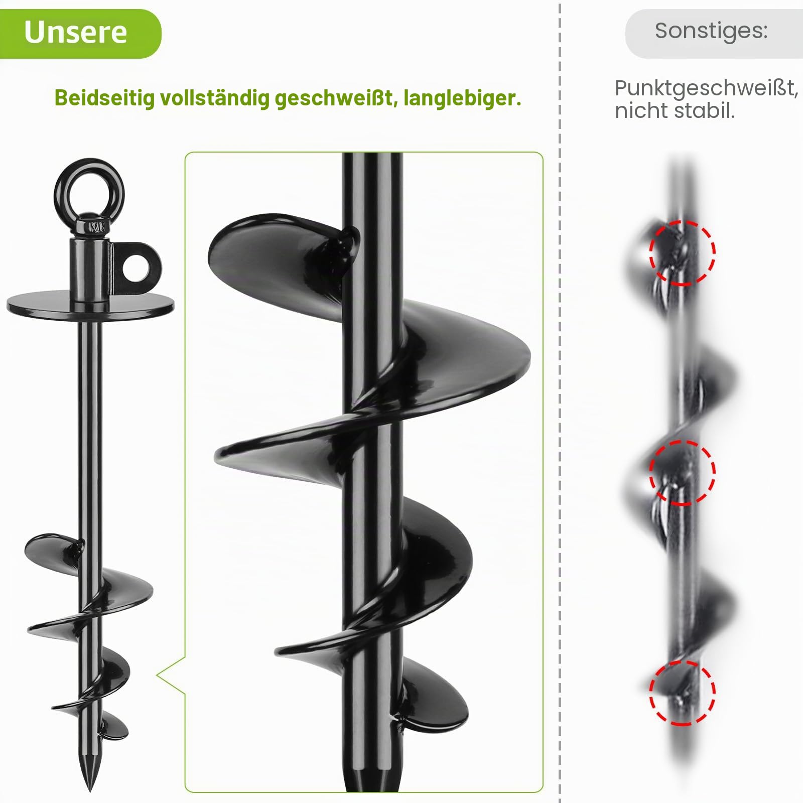 Lifeswel 39.5cm Hunde-Auslaufpfahl Bodenanker Hund, Robuster Hundeanker für Hunde bis zu 220lbs, kein Verheddern, Vollständig Geschweißt, Ideal für Hof, Camping und Strand, 1 Packung (schwarz)