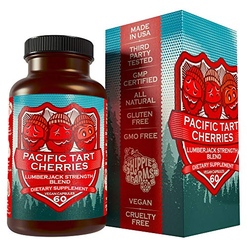 Tart Cherry Capsules Grown in USA - Lumberjack Strength Blend - Tart Cherry Powder with Bilberry 90 Vegan Pills
