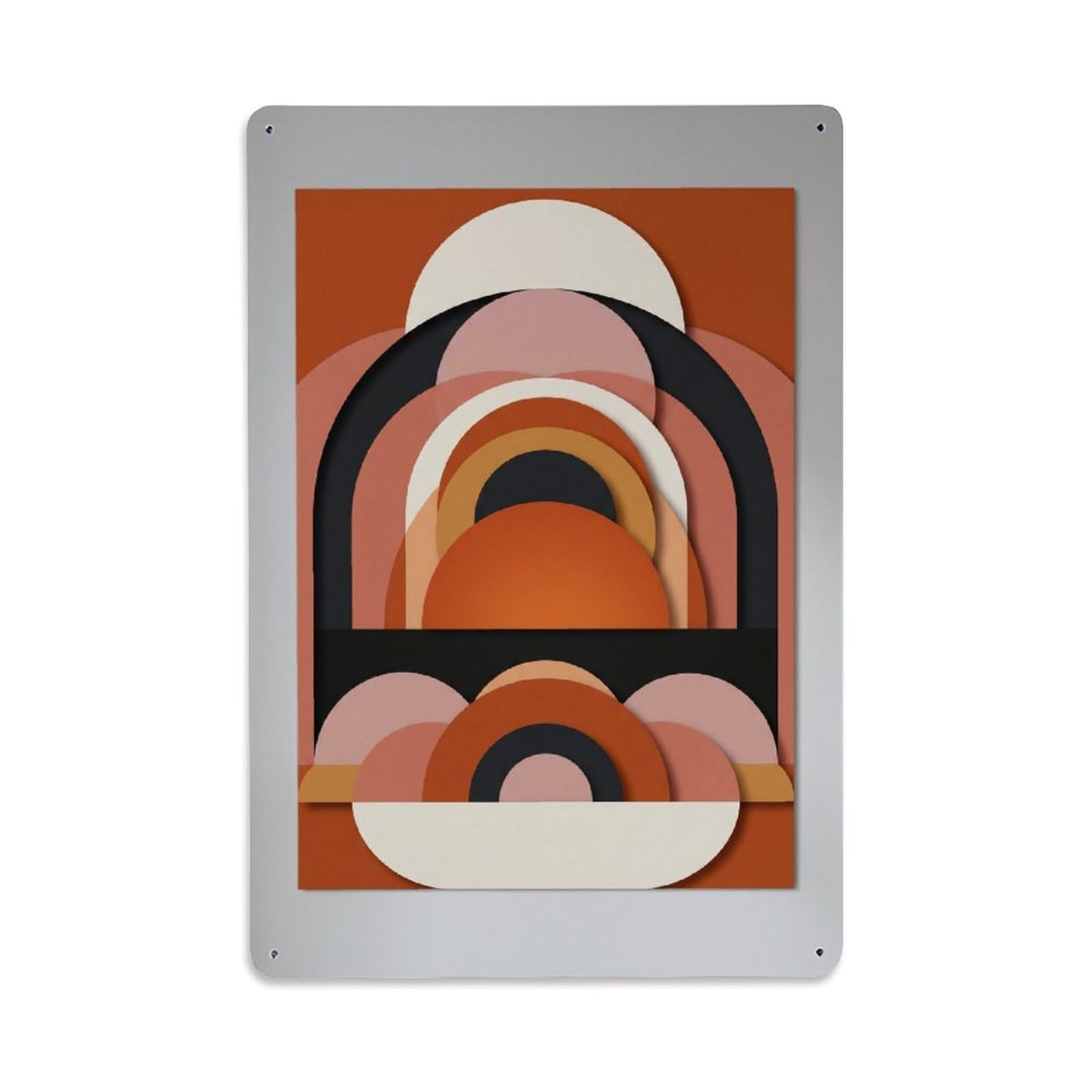 Geometric Sunset Lounge Abstract Vintage Metal Tin Sign Plaque Wall Decor for Cafe, Club, Garden Metal Poster 8x12Inch