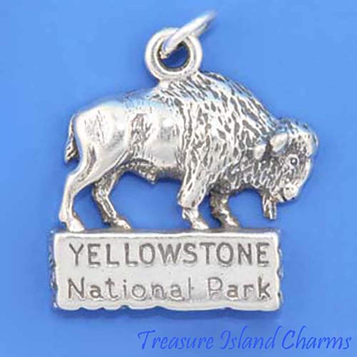 Yellowstone National Park Bison Buffalo Wyoming 925 Solid Sterling Silver Charm Pendant Bracelet Jewelry Making Supply