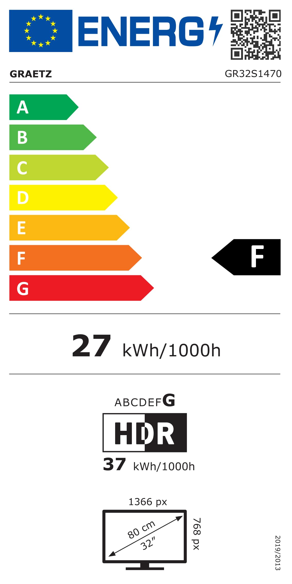 TV 32" Mod. GR32S1470 HD Smart WebOS ThinqAI HDR10 Bluetooth 5.0, LG Content Store DVBT T2 DVBS S2 DVBC Hotel