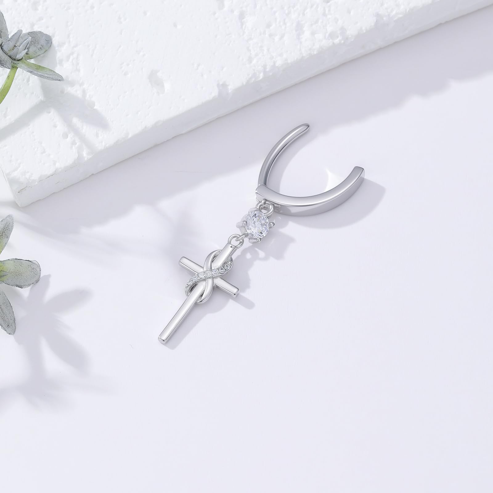 ROMANTICWORK Bauchnabelpiercing 925 Sterling Silber Clicker Bauchnabel Ring Hängender Nabelring Hypoallergenes Piercing Nabel Ring Bauch Piercing Schmuck Geschenke für Frauen