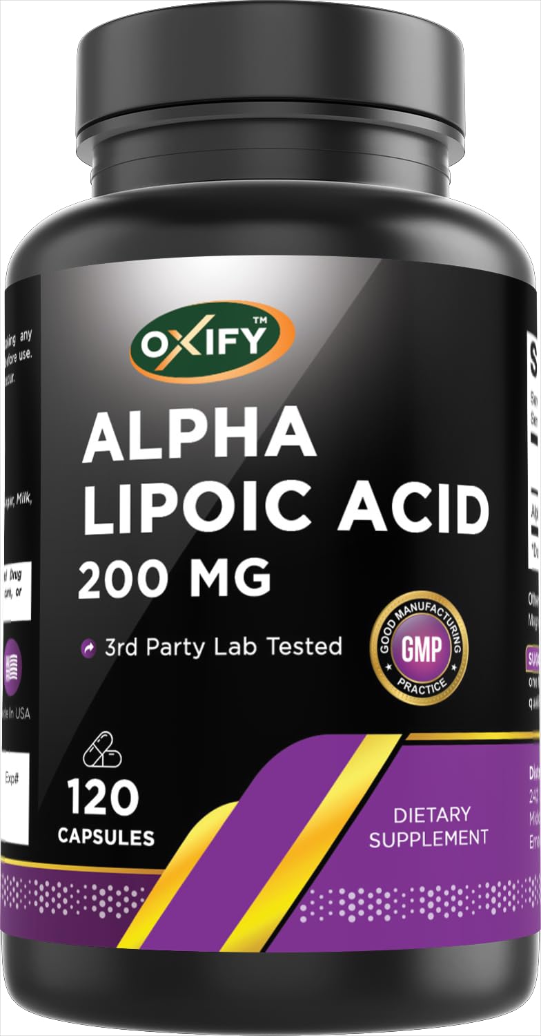 Oxify Alpha Lipoic Acid (ALA) 200 mg, 120 Capsules | Supplement Made in USA