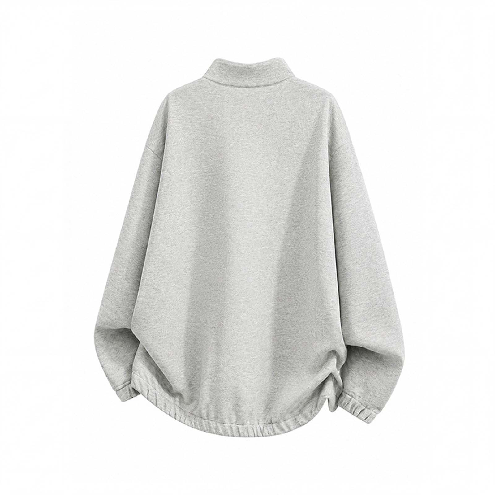 Générique Sweat‑Shirt Homme Col Montant à Fermeture Diagonale, Sweat Oversize Manches Longues, Pull Décontracté Coupe Large, Haut Casual pour Automne Hiver