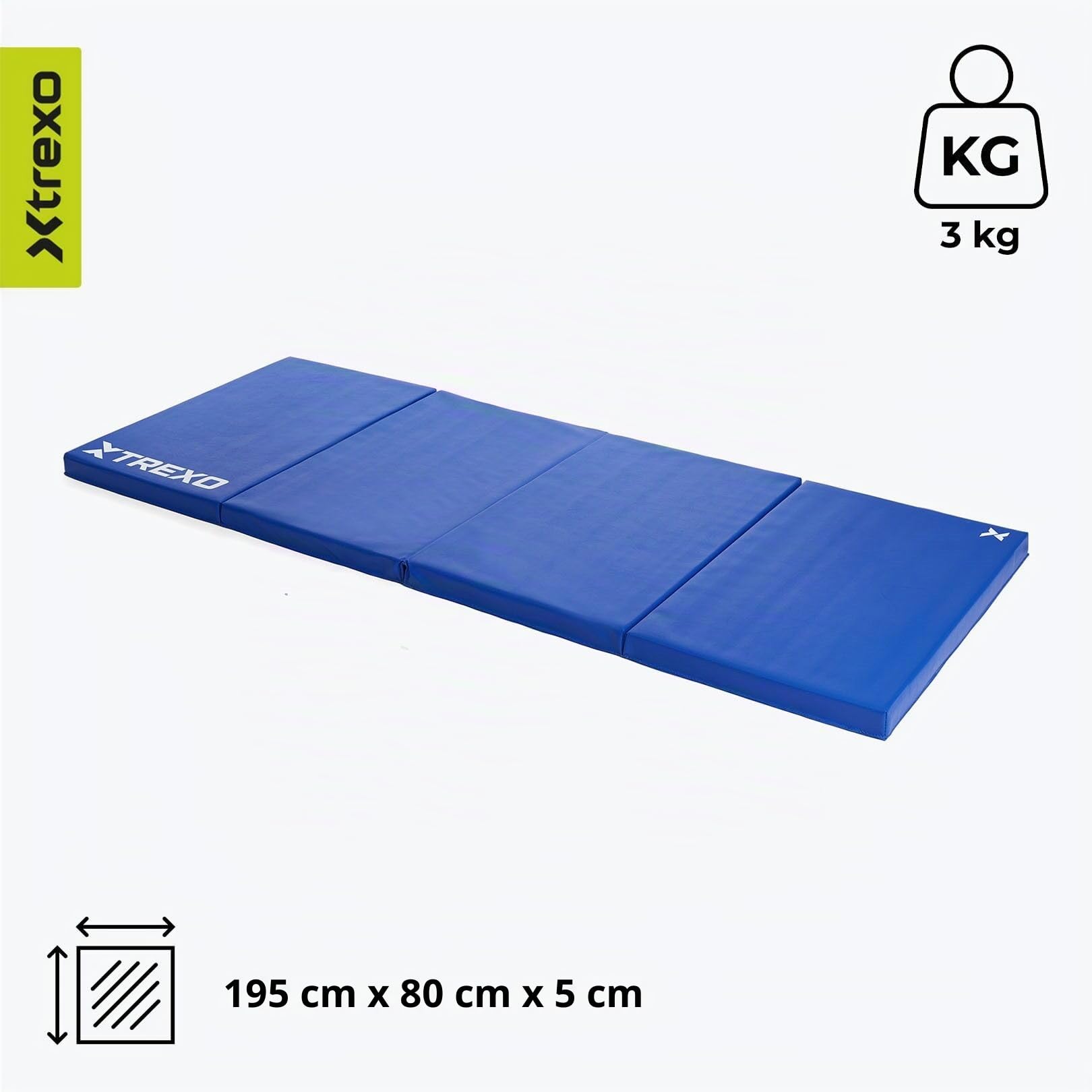 XTREXO Klappbare Gymnastikmatte – Turnmatte 4-teilig – Kunstleder & EPE-Schaumstoff – Faltbar mit Tragegriffen – Rutschfest für Training, Yoga & Kinderzimmer