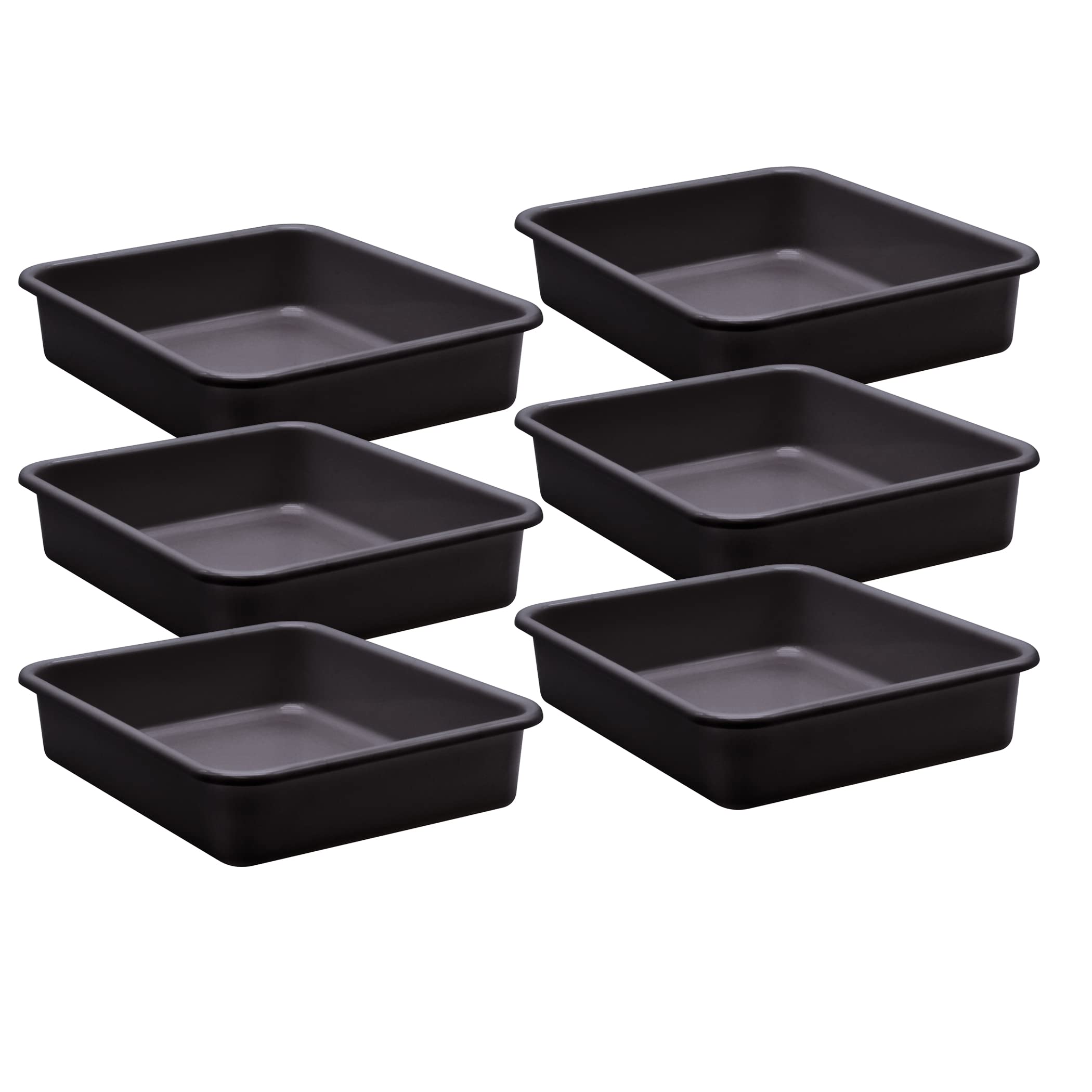 Teacher Created Resources TCR20434-6 Plastic Letter Tray, 14-Inch x 11.5-Inch x 3-Inch, Black, Pack of 6