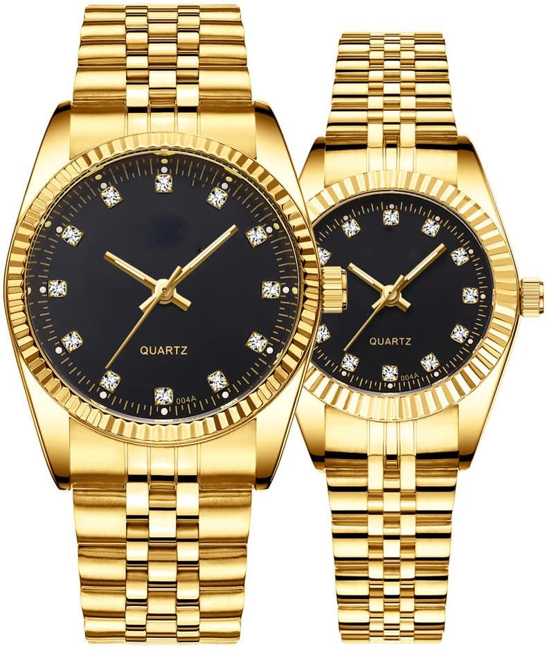 Couple Watches Fashion Silver Stainless Steel Pair Watches Men and Women Matching Quartz Wrist Watches Gifts Set of 2