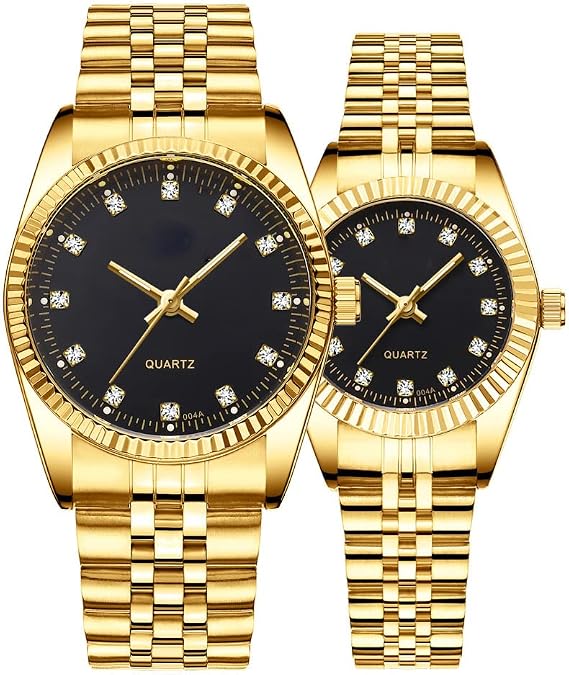 Couple Watches Fashion Silver Stainless Steel Pair Watches Men and Women Matching Quartz Wrist Watches Gifts Set of 2