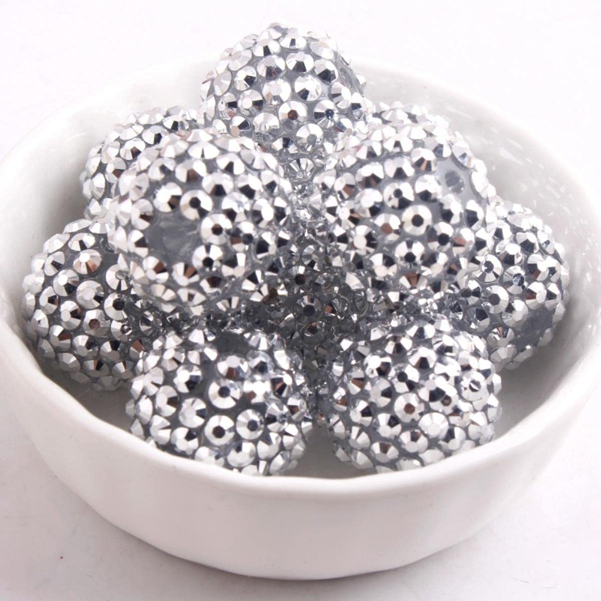 Boule de perles de strass en résine épaisse faite à la main 12mm 20mm 22mm pour enfants filles fabrication de bijoux-or, 20mm 100 pièces par sac