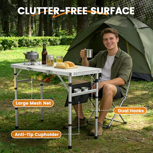 WildFinder Mesa de Camping Plegable, 35.4 x 15.7 x 27.5 pulgadas, Portátil miniatura 6
