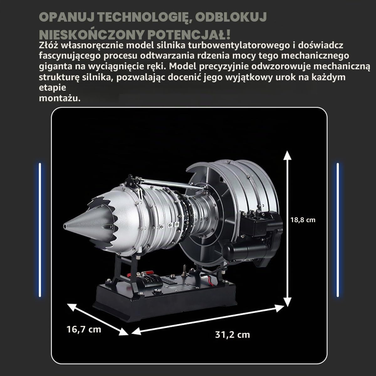 DM121 Turbofan zestaw modelarski silnika samolotu, "zrób to sam", metalowy, mechaniczny silnik Jet Engine, napędzany elektrycznie silnik z podwójną cewką, wysoki współczynnik obejścia, prezent dla