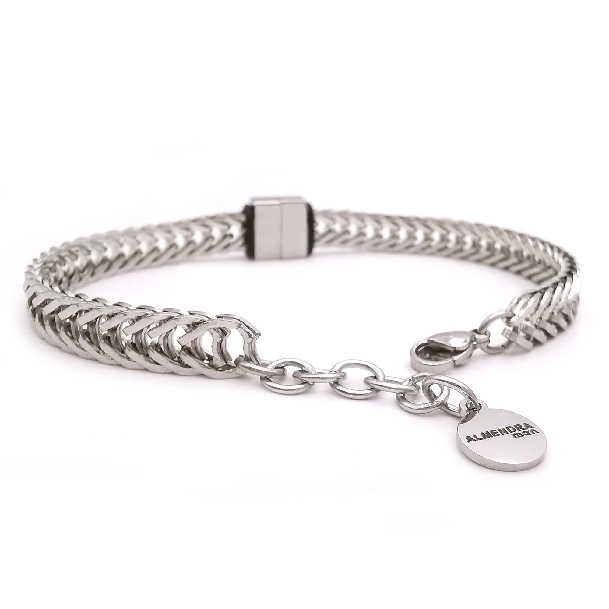 ALMENDRA Bracciale da uomo personalizzato con incisione nome figli personalizzabile braccialetto regalo a catena in acciaio inossidabile festa del papà regalo
