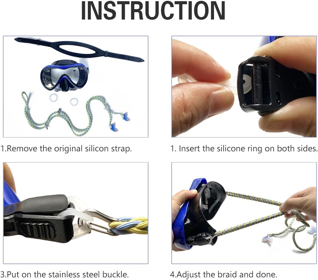 Scuba Mask Strap, Elastic Braided Bungee Rope Mask Straps Replacement - Image 5