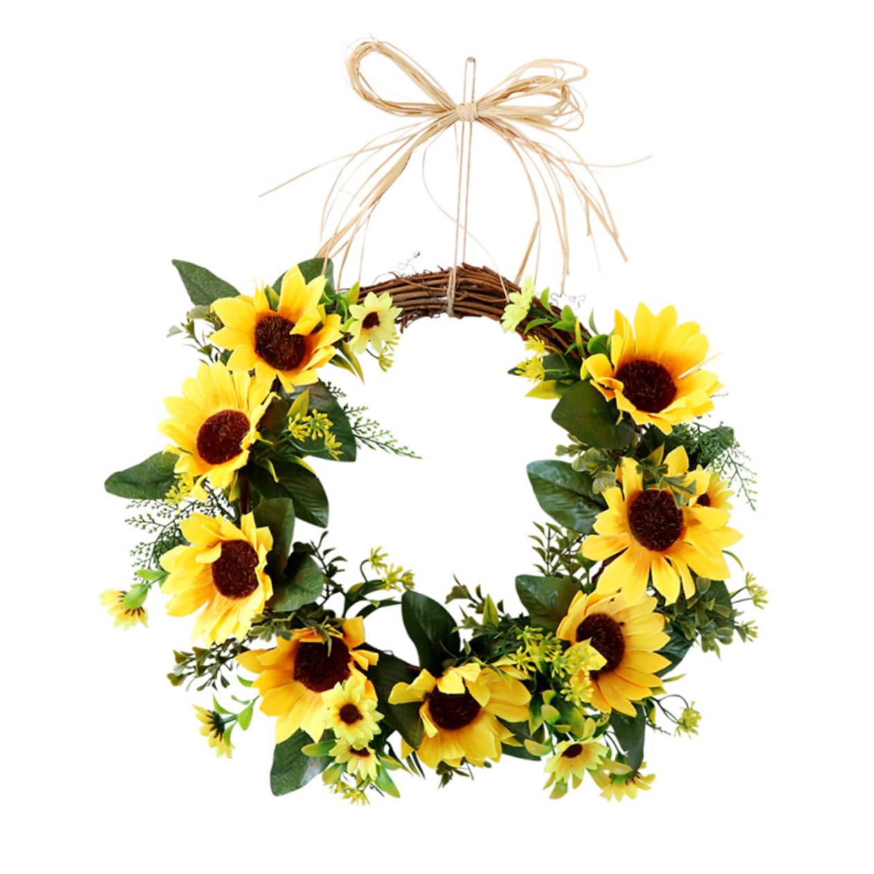 Alipis 2 Pz Simulazione Girasole Ghirlanda della Porta d'ingresso ghirlande Verdi per la Porta d'ingresso addobbi Matrimonio Ornamento vetrina Ghirlanda sospesa Artificiale Appeso al Muro