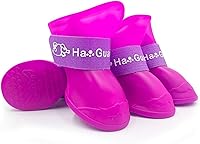 Vista 7 de Botas de lluvia de goma antideslizantes y impermeables para perros, color caramelo, cubierta para patas (negro, L)