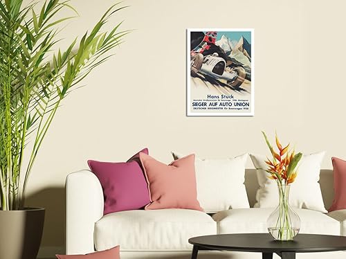 Miniatura 3 de Klokien - Gran Premio de Alemania de 1938  Hans Stuck Race Driver  Sieger AUF Auto Union  Póster vintage de carreras de coches  8 x 12 pulgadas