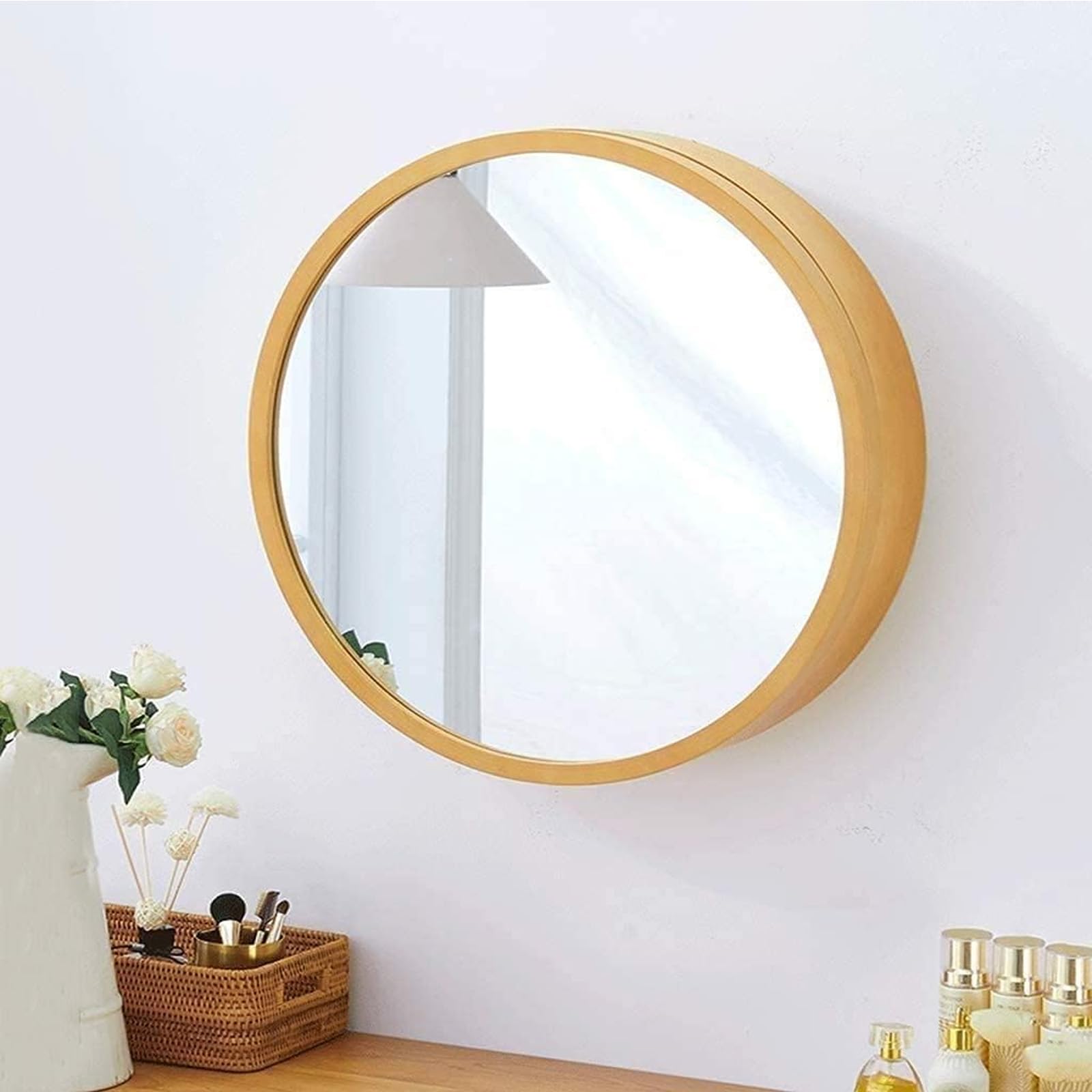 FGXHHS Round Cabinet - Solid Wood Wall Storage, Efficient nizer for Shower Room & Toilet, Reliable Quality Safe Design, Stylish Functional Décor