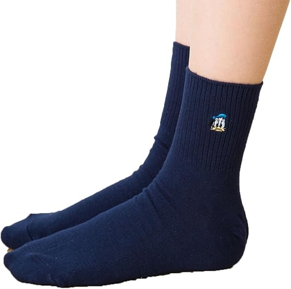Amazon スクールソックス ドナルドワンポイント 14cm丈 紺 23 25cm クルーソックス ディズニー レディース 靴下 通販