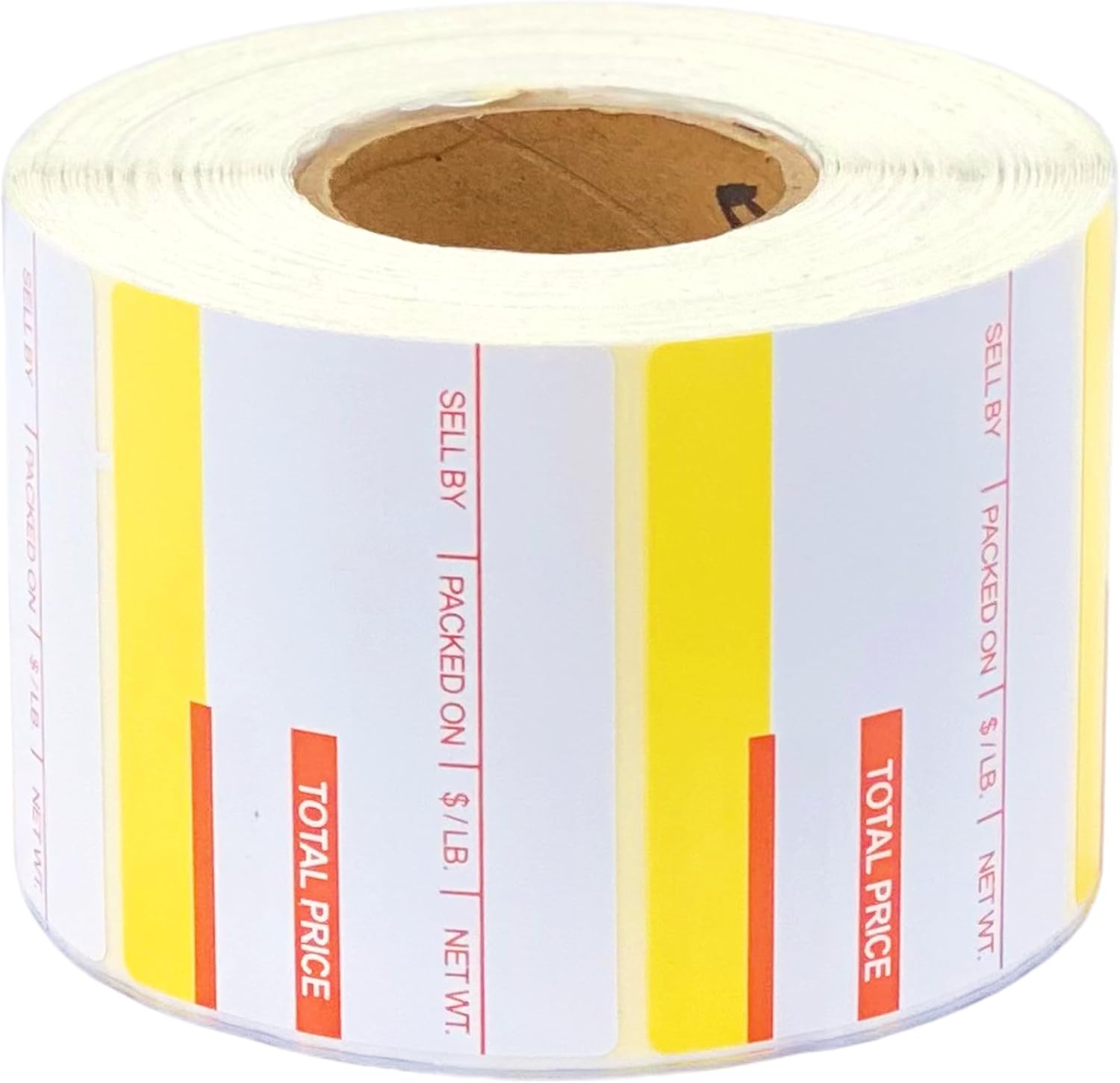 VisionTechShop ISHIDA 1819 Printing Scale Label, AC, Astra, RED/Yellow UPC 64mm x 47mm, 800 Per Roll, 12 Rolls per Case