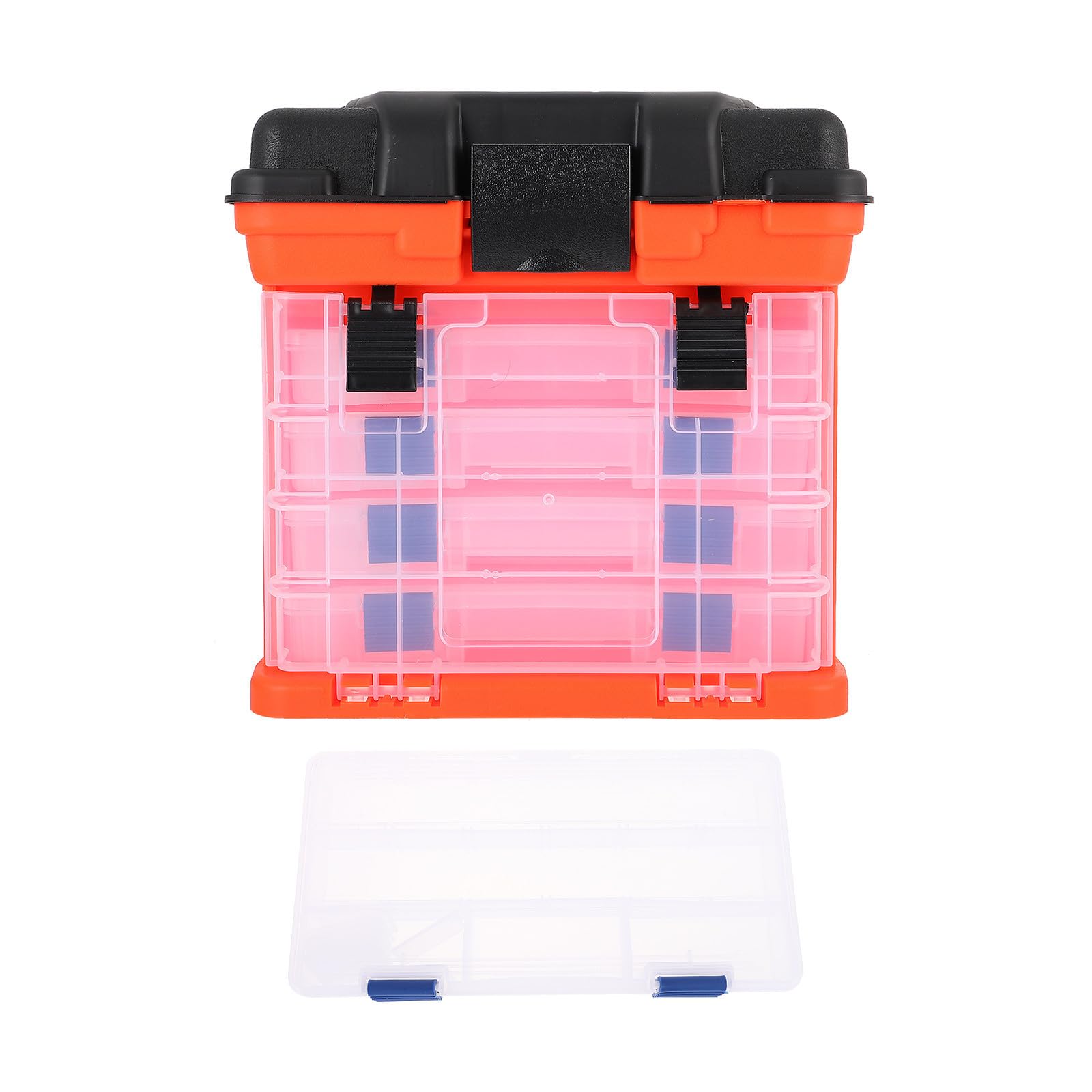 FRCOLOR Boîte de Rangement pour Matériel de Pêche 4 Couches Grosse Capacité en Plastique Poignée Pliable pour Organiser Outils et Accessoires