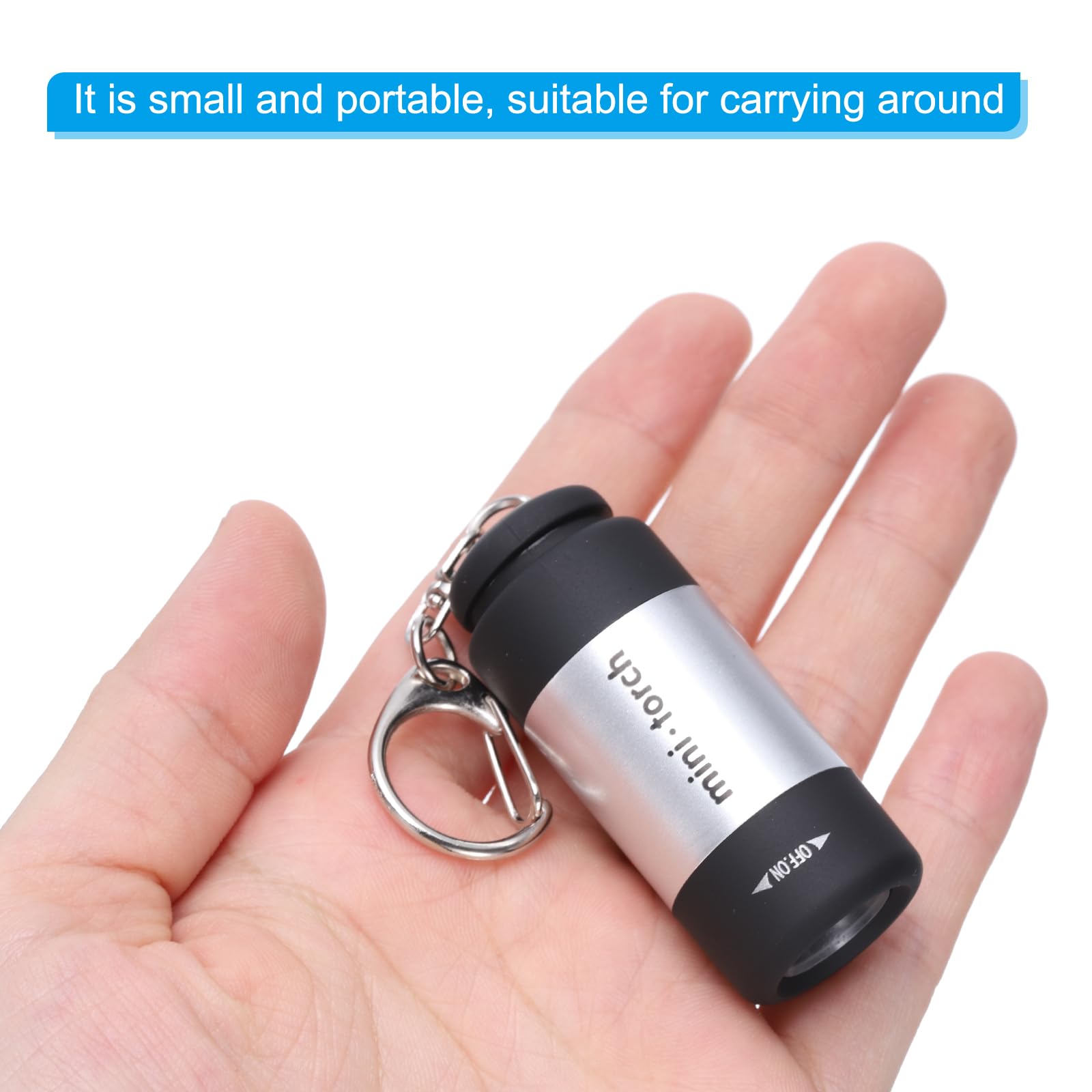 PATIKIL Mini Keychain Flashlight, Pocket LED Flashlight Portable Torch USB Rechargeable for Outdoor Camping Party Silver Tone - Image 4